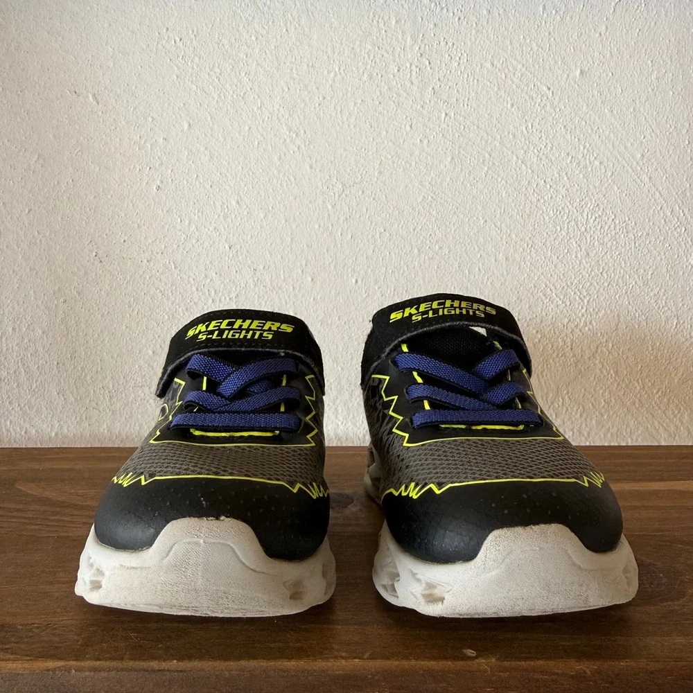 Lot of 2 Skechers Toddler Boys Size 10 S-Lights Light-Up & Dino Rawr Sneakers